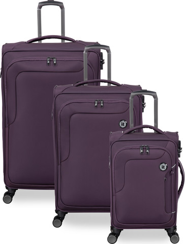 סט מזוודות בד קלות 3 יח' 30/25/20 מבית IT Luggage דגם TELEPORTED בצבע סגול שזיף